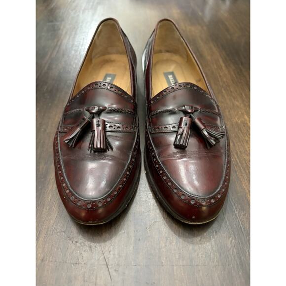 BALLY Shoes Men\'s 9.5 D Oxblood Leather David Tassel Brogue Slip On Loafer EUC main image 4